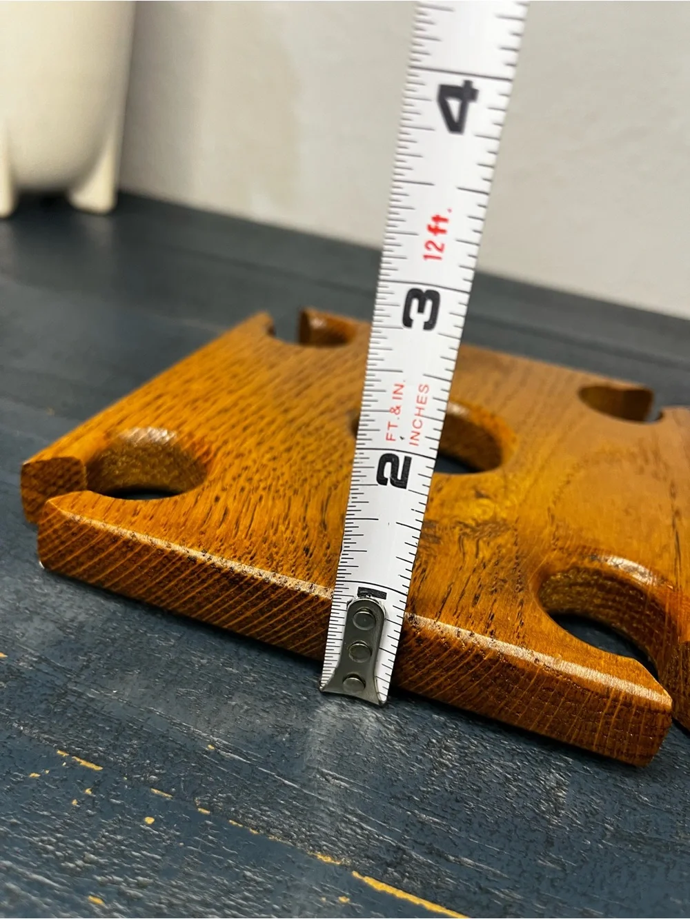 Vintage Solid Wood Wine Glass Bottle Holder Holds 4 Glasses